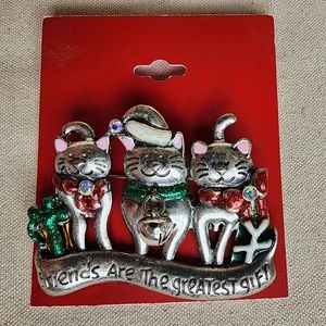 Cat Brooch Christmas Friends Are the Greatest Gift Holiday